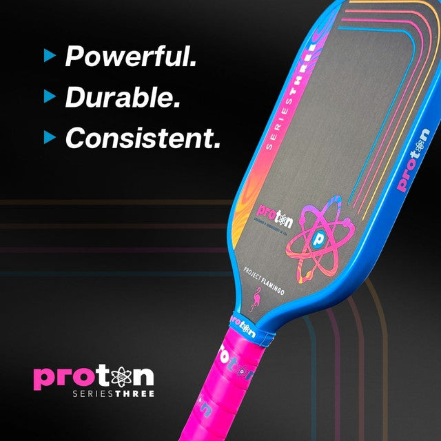 New Proton Series Three Project Flamingo 15mm Widebody Pickleball Paddle – Pink
