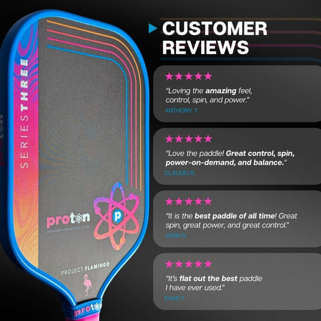 Proton Series Three Project Flamingo 13mm Widebody Pickleball Paddle – Blue