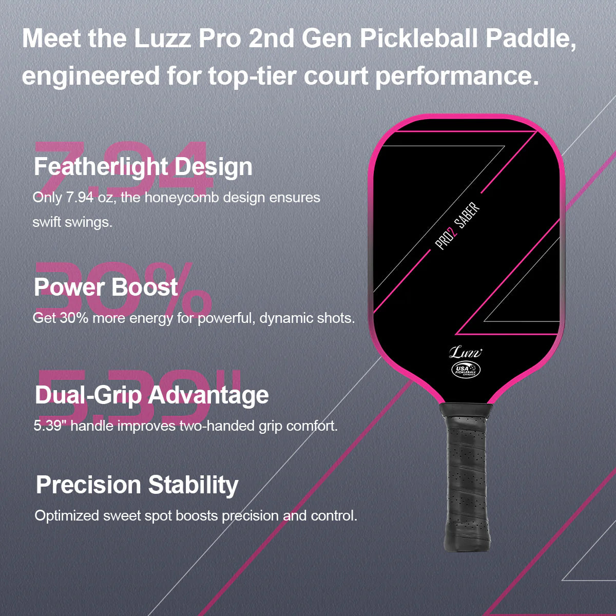 Luzz Pro 2.0 Saber Professional Pickleball Paddle